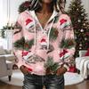 Women's Long Sleeve Christmas Print Pullover Hoodie with