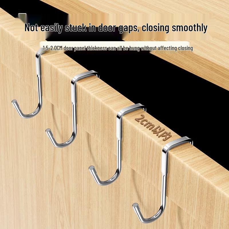 Stainless Steel Over-the-Door S-Shaped Hook for Kitchen and Dorm: No-Punch, Seamless Design, Wall-Mounted, Strong Load-Bearing.