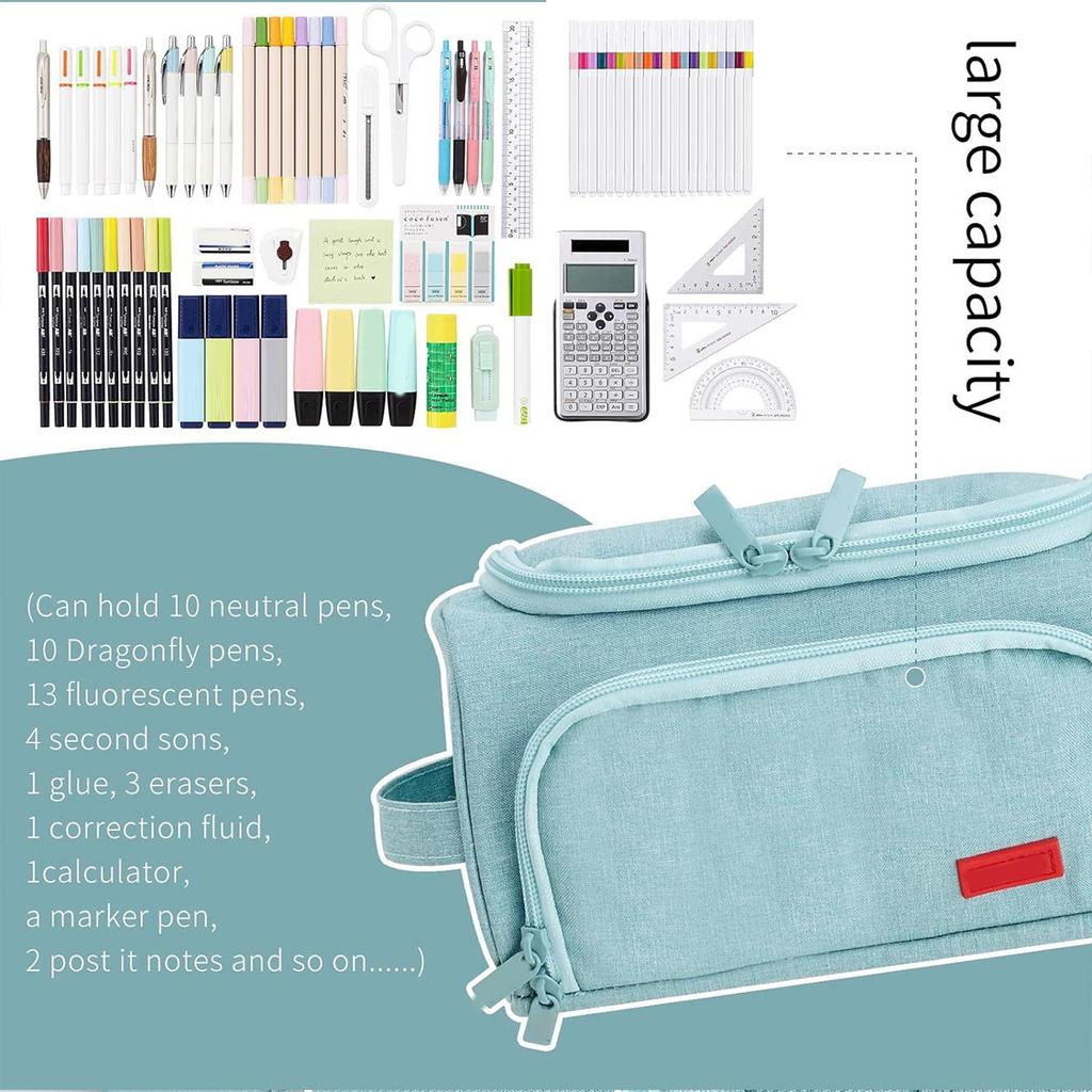 Multifunkční pouzdro na tužky Velkokapacitní dvouvrstvé pouzdro na pera Více přihrádek Plátěné pouzdro na pera pro studenty