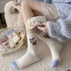 Female Autumn and Winter Warm Thick Sweet Lovely Butterfly Cartoon Bear Boneless Wool in The Tube Pile Socks