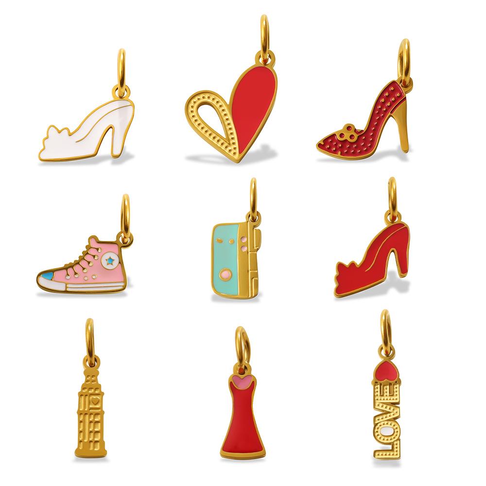 European & American Multielement Heart Crown Sneaker Pendant: High-Quality Personality Jewelry Accessory.