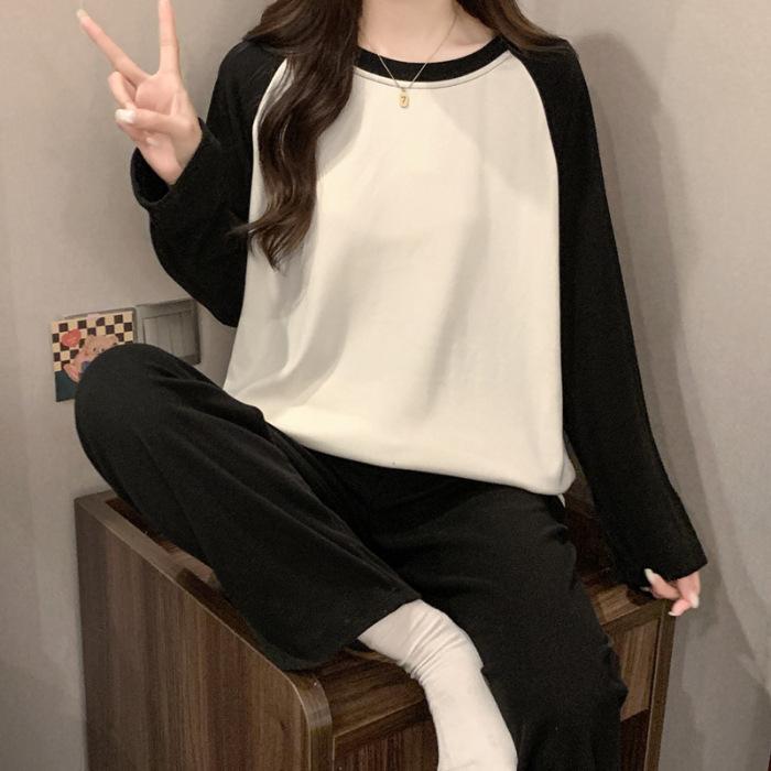 Autumn and Winter New Women's Pajamas, Long Sleeves, Girls, Students, German Velvet Fabric, Loose Casual Pajamas, Loungewear Set