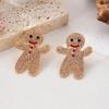 2026 Cross Fashion Christmas Gingerbread Man Rhinestone Stud Earrings for Women