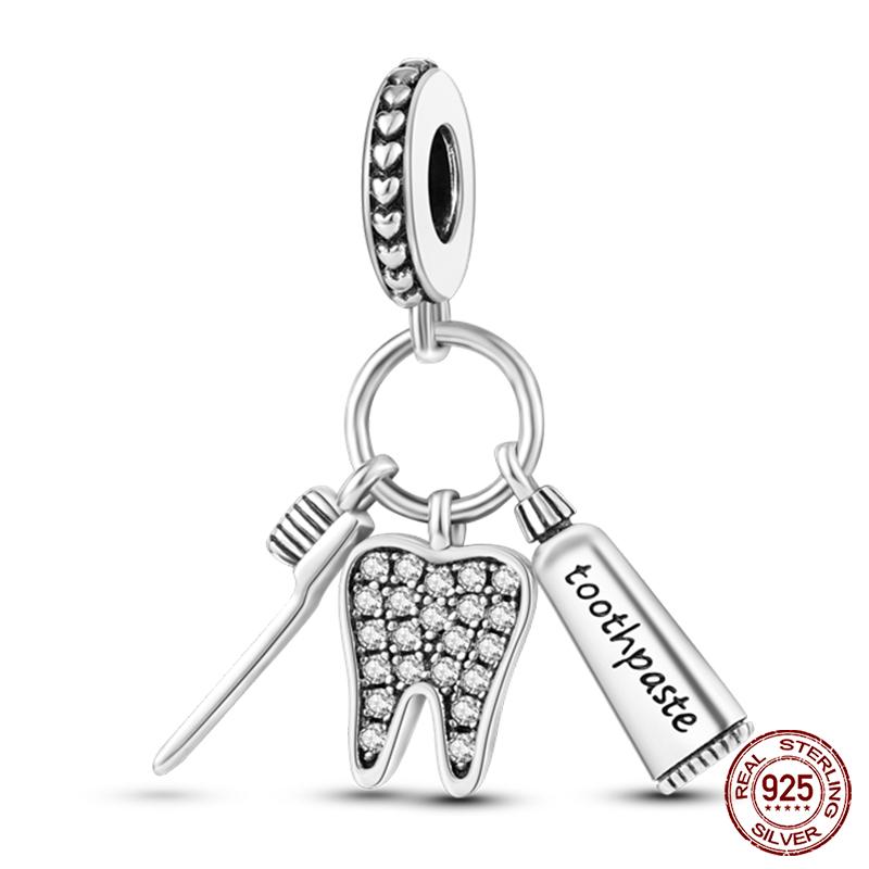 S925 Silver Fashion Camera Coffee Cup Flower Charms Beads Fit  S925 Original Bracelet DIY Birthday Jewelry Making For Women