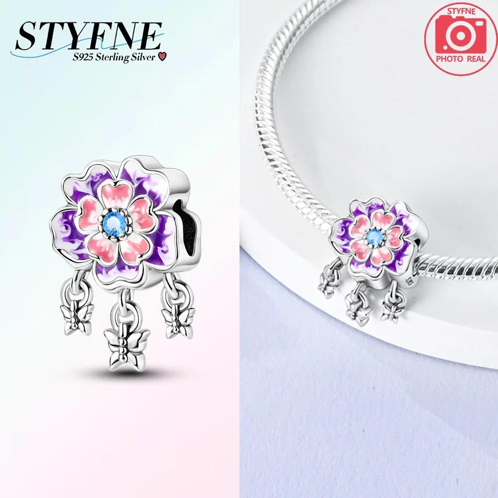 Authentic copper Flowers Pink Hearts Zircon Butterfly Green Dragonfly Charm Bead Charms Bead Compatible With Bracelets Diy Valentines Day Fine Gift