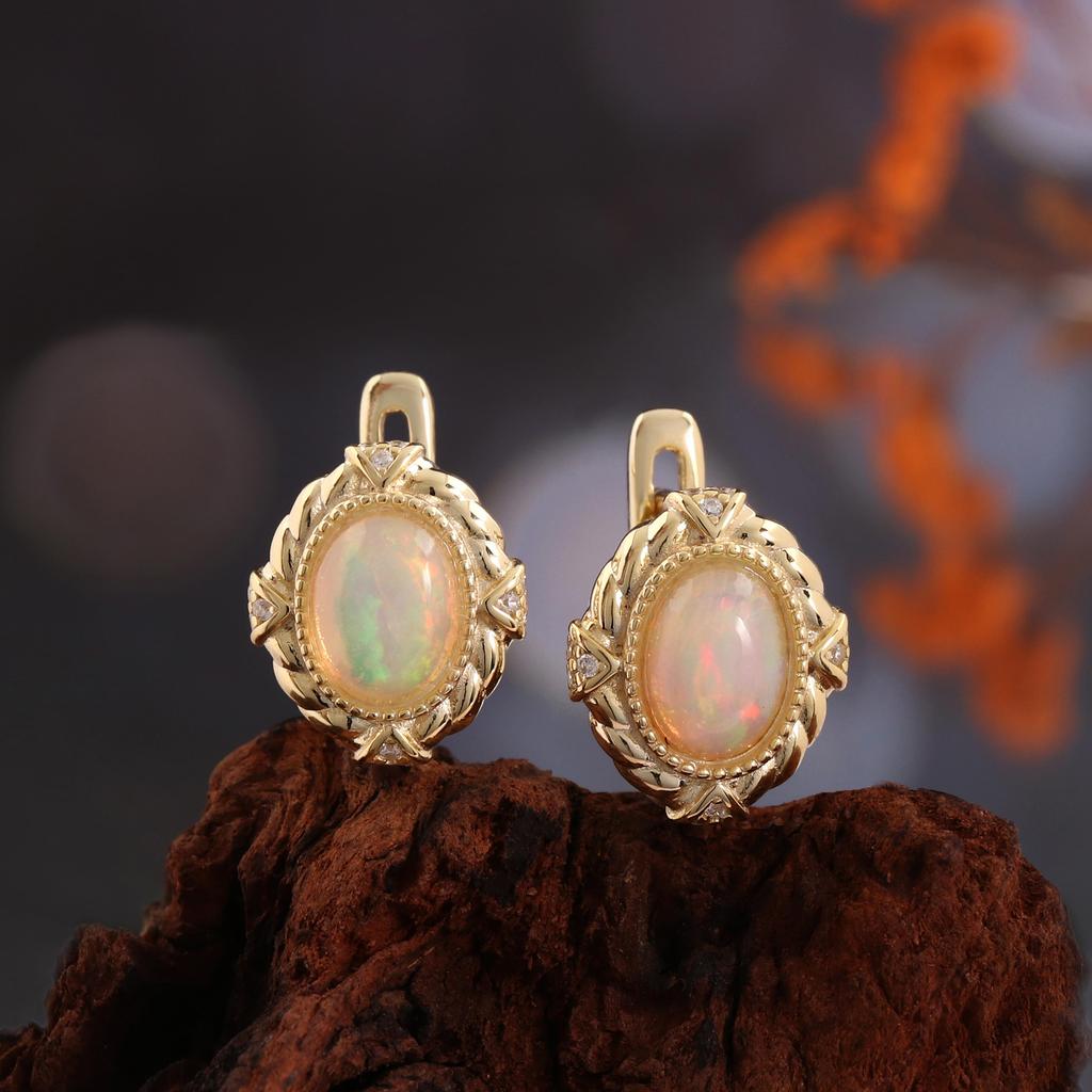TBJ,Exquisite 925 sterling silver women's clasp earrings colorful Natural Ethiopia Opal fine jewelry for Festival birthday gifts