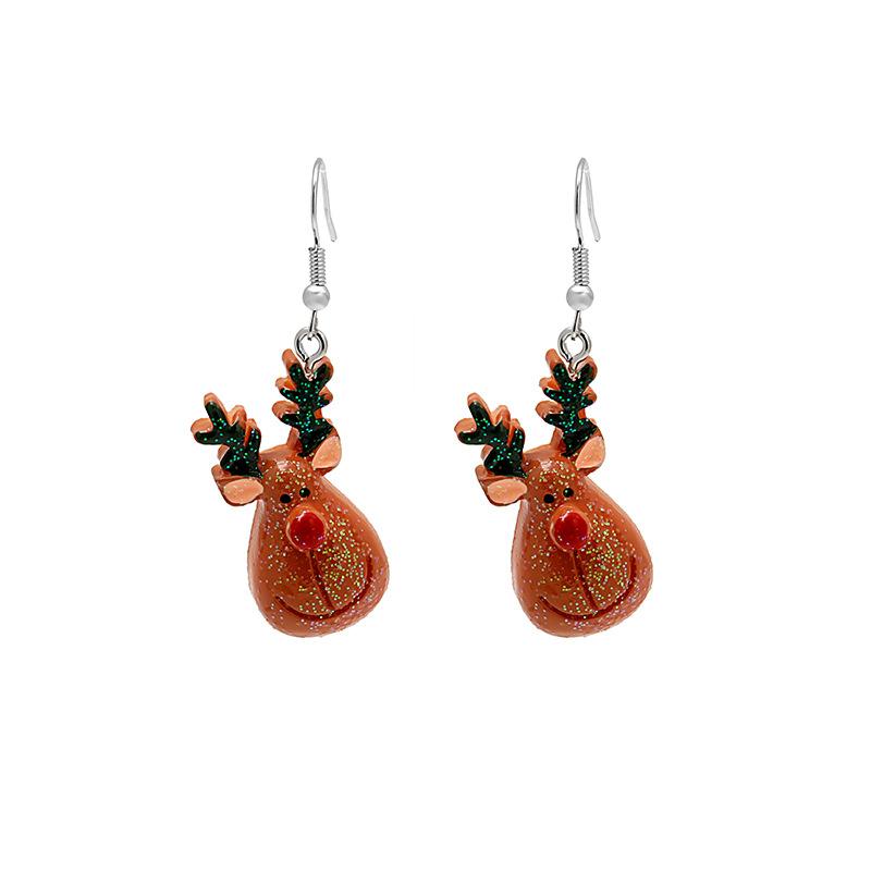 

Christmas Gifts Cute Cartoon Oil Drops Colorful Santa Elk Christmas Gifts Earrings Ear Ornaments