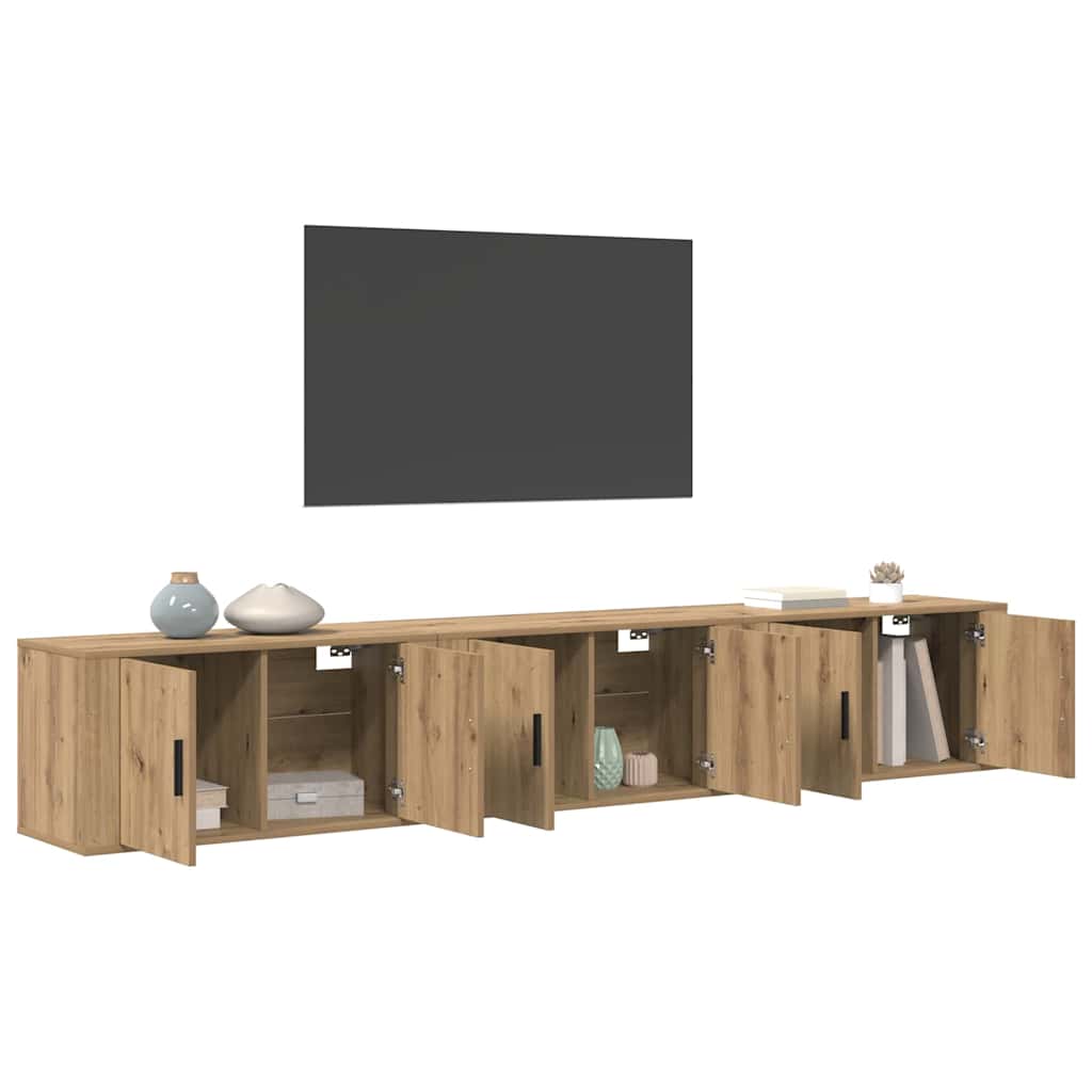 Wall Mounted TV Cabinet Set 3 pcs Artisan Oak Finish 80 x 34.5 x 40 cm