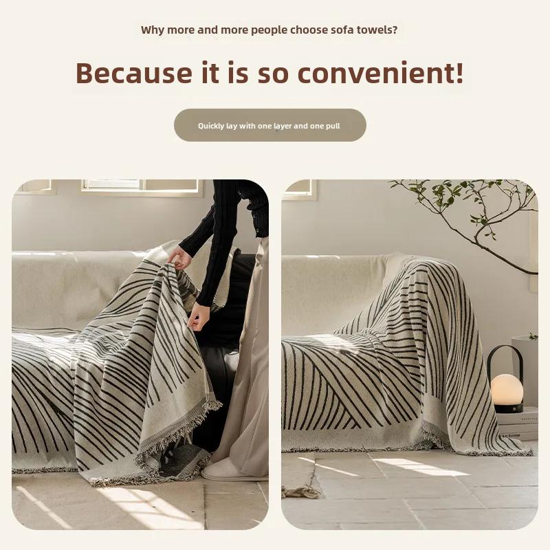 Universal Four Seasons Chenille Sofa Cover Slipcover Ins Style Anti-cat Scratching Double-sided Usable Anti-slip Sofa Cushion