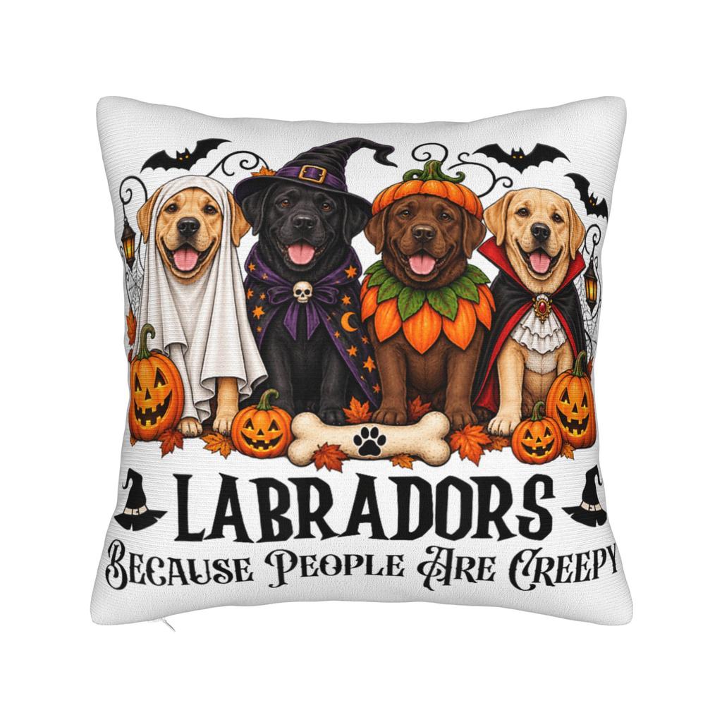 Bulldogs Because People are Creepy Halloween Dogs Pillow Cover  Fashion Pillow Case For Living Room Chair Comfy Pillowcases Gift