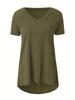 Women's V-Neck Swallowtail Short-Sleeved T-Shirt Set - 3 Pieces, Daily Casual Wear
