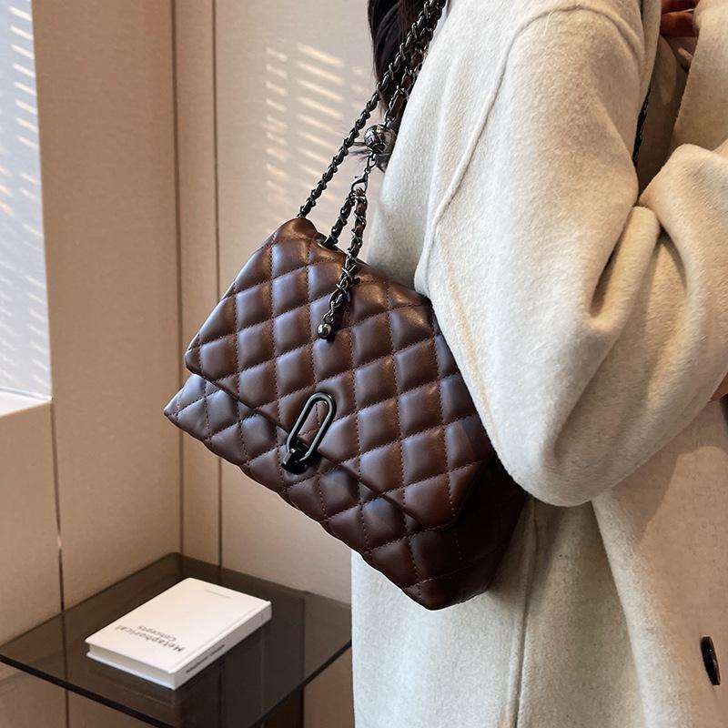 Premium texture bag women's autumn and winter new trendy fashion diamond chain bag niche women's shoulder messenger bag