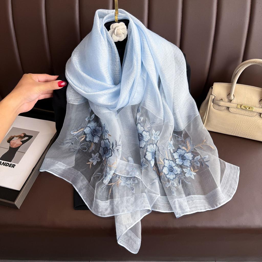 2025 Silk Women Scarf Warm Wool Shawls Lady Wraps Elegant Bufanda Floral Pashmina Embroidery Scarves Foulard  Hijab