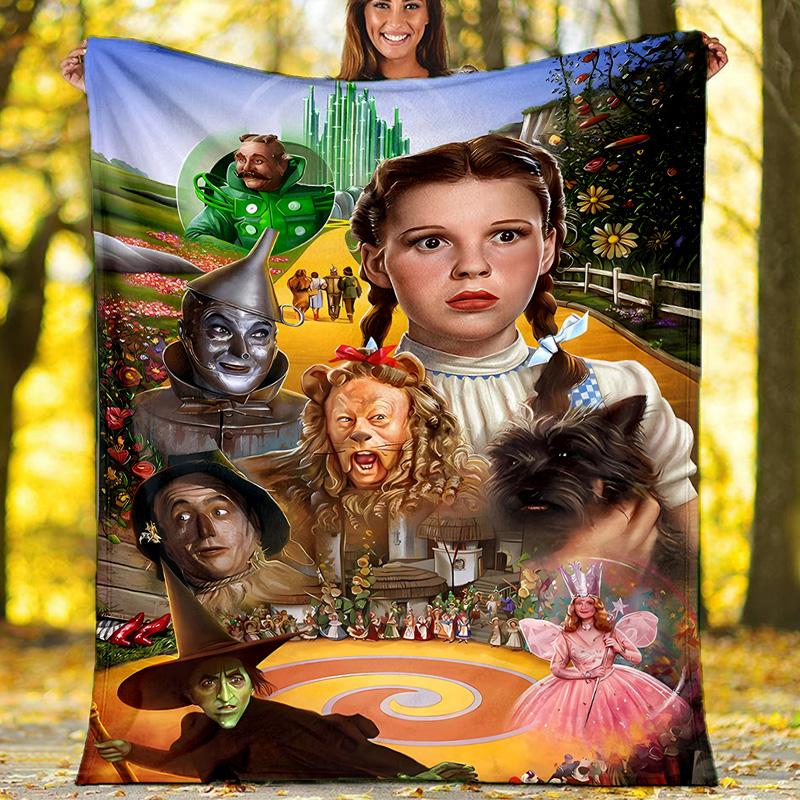 1pc The Wizard of Oz2 Theme Blanket - Digital Print, Polyester, Cozy for All Seasons, Perfect for Outdoor, Camping, and Travel