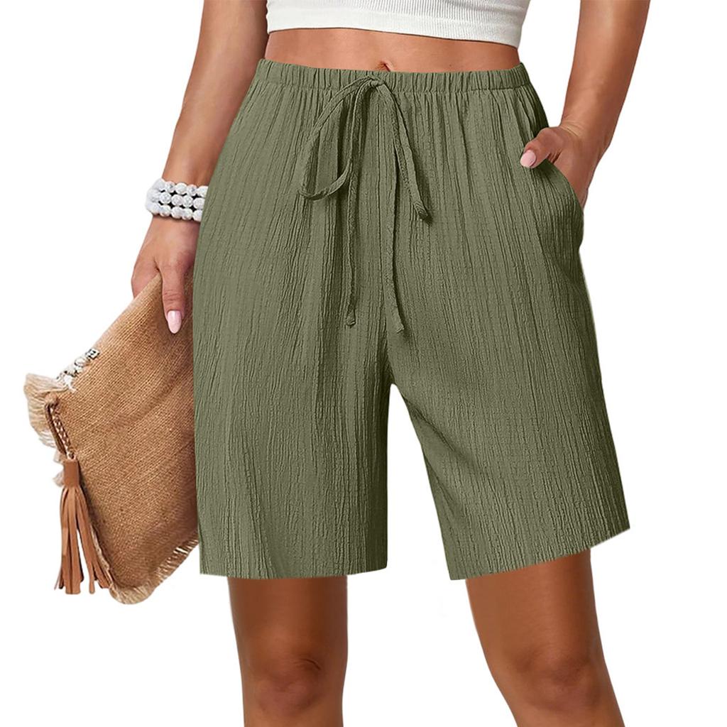 Damen locker gerade Kordelzug Tasche Freizeitshorts