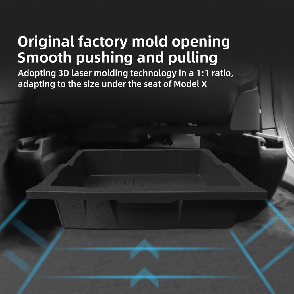 for Tesla Model X 2025 2025 Under Seat Storage Box Drawer Type TPE Car Tray Organizer Tidying Accessories