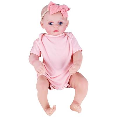 ROERHE Reborn Baby Doll, Vinyl Baby Doll, Realistic Girl, Cloth Body, 45cm, Newborn, Perfect for Parenting Practice, Gift, Doll Therapy