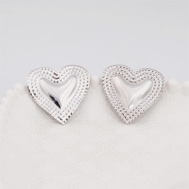 Gold Color Metal Heart Stud Earrings for Women Three-layers Uneven Side Love Heart Female Earrings Punk Cool Ear Jewelry