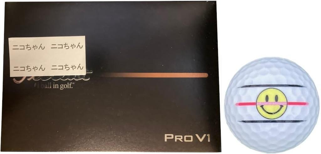 Happy Raki Golf Line Titleist 2025 Pro V1 V1X Lined (V1 White 1 Dozen Smiley Face)