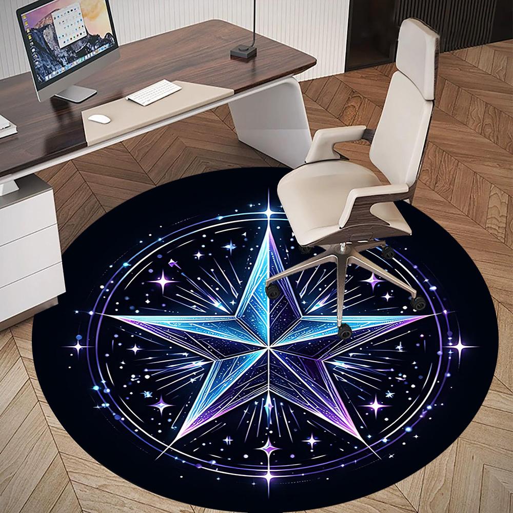 1pc Star Circle Round Chair mat Area Rug - Non-Slip, Floor Mat for Office, Bedroom, and Indoor Decor c1125079