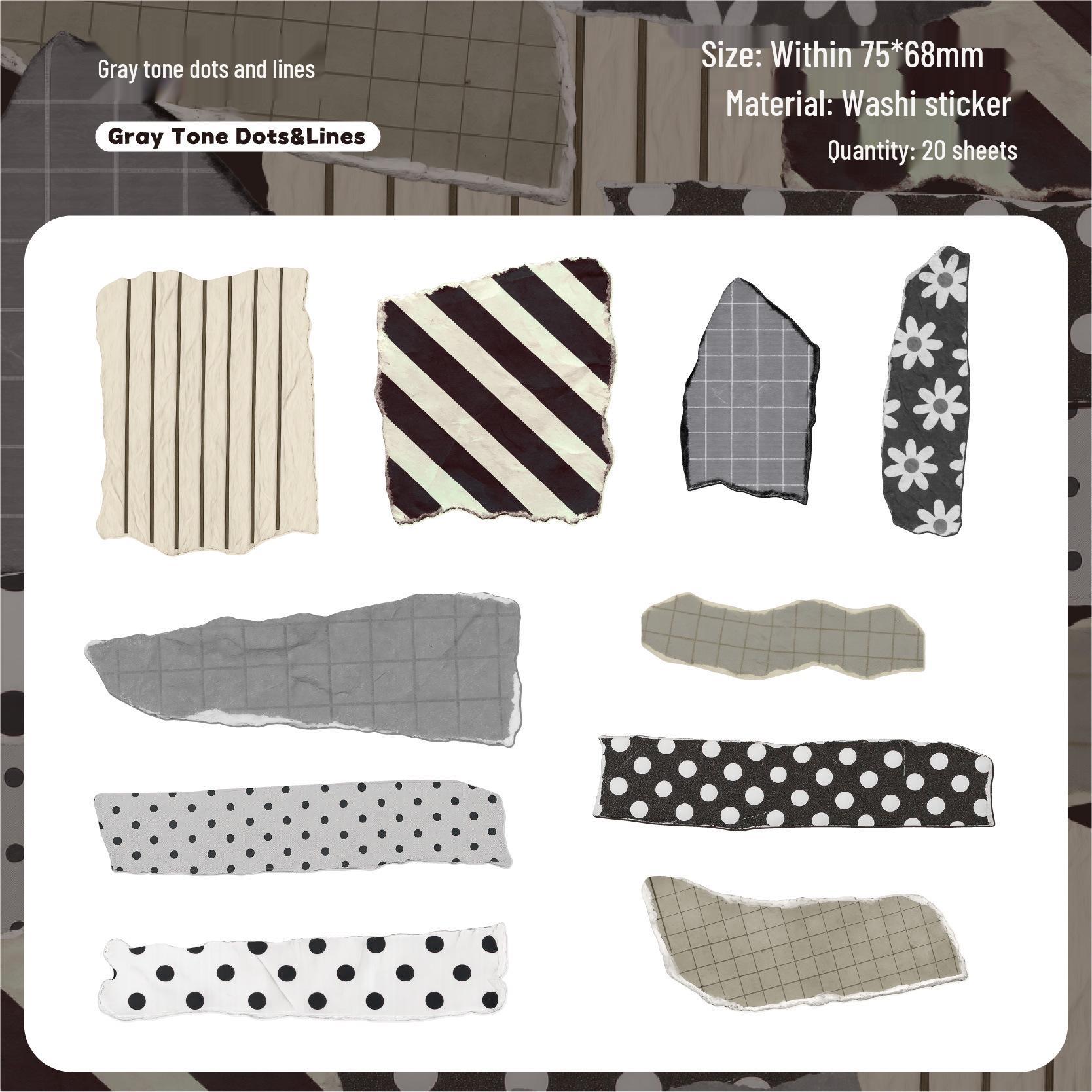 Серия васи-лент «Ретро-история»: 20 разнообразных наклеек с пейзажами и формами для DIY-коллажа