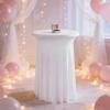 Solid Color Height Stretch Round Tablecloth Long Drape Bar Counter Cover  Auditorium