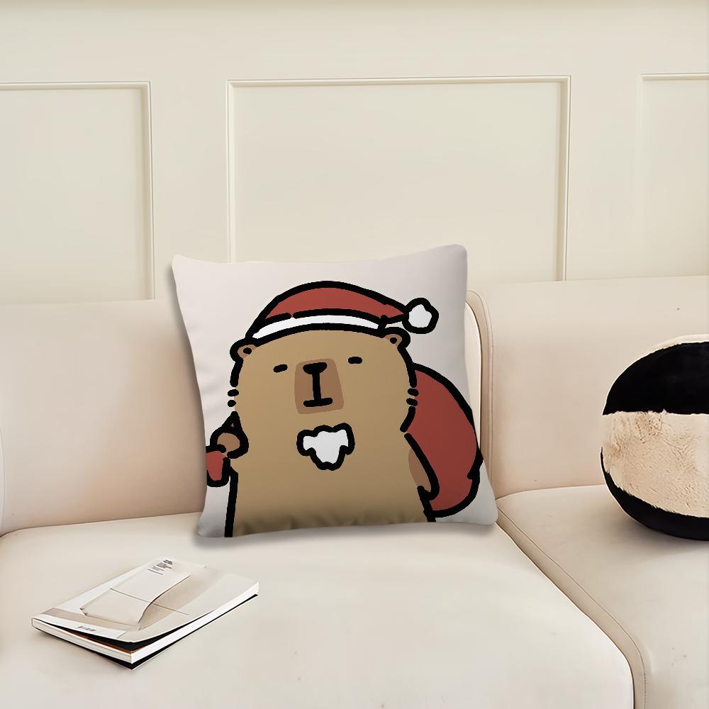 Christmas Capibala Cute Cartoon cushion cover Pillow Cover Decoration Room Home Sofa living Office Car Nordic Simplicity