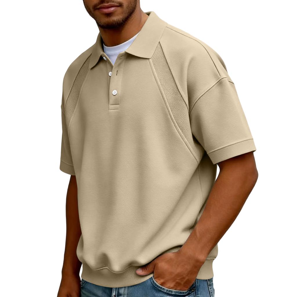 Men's  Collar Buttoned Casual Loose-fitting Pullover Short-sleeved Shirt