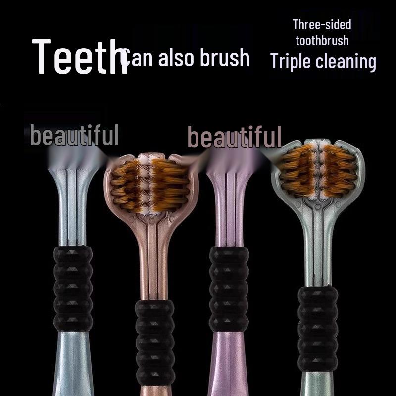 Three-Sided Soft Bristle Toothbrush for Men & Women - Wrap-Around Design, Dead Angle Cleaner, Family Pack