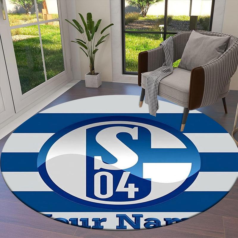 FC Schalke 04 Custom Name Round Area Rug,Carpet Rug for Living Room Bedroom Sofa Playroom Decor,Non-slip Floor Mat