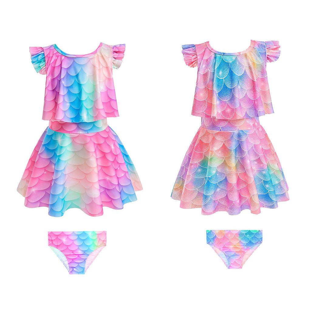 Maillot de bain une pièce jupe sirène d'été pour enfants européen et américain, robe, maillot de bain protection solaire pour fille, vêtements de plage