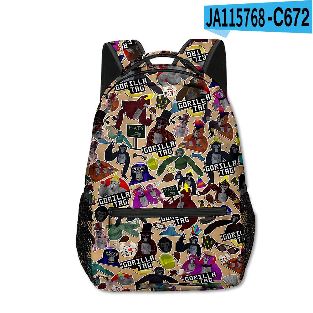 Trendy Novelty Kpop Youthful School Bags Unisex Gorilla Tag Travel Bags 3D Print Oxford Waterproof Notebook Shoulder Backpacks