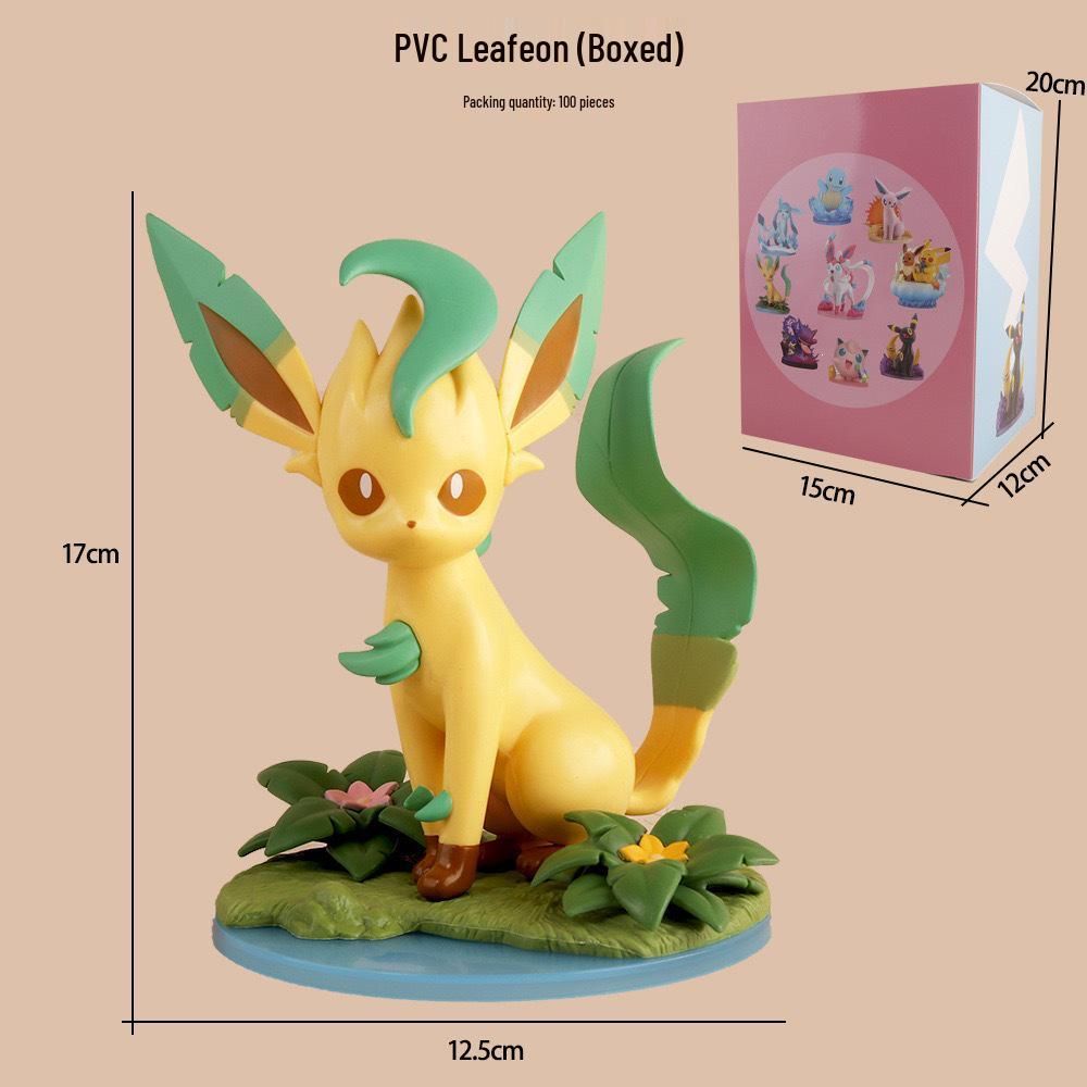 Eevee Family: Moon Leaf Sprite Desktop Ornament – Cute Pokémon Figure