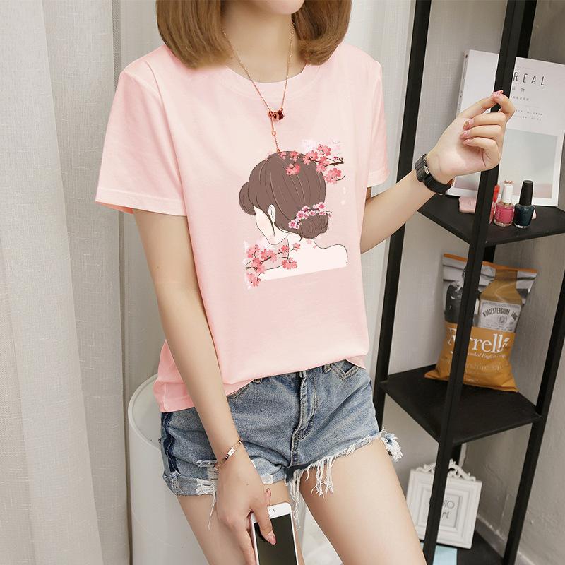 Women's short-sleeved t-shirt women's summer new Korean version cartoon student crew-neck bottoming shirt