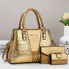 Luxury Quality 3Piece Set Handbags Ladies Bags for  Women Patent Leather Stone Pattern Ladies Shoulder Cross Body Bags