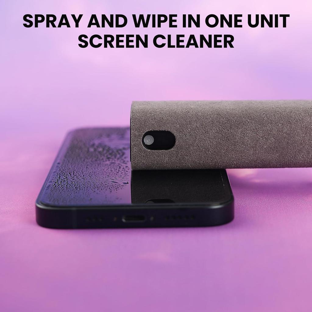 1pcs Screen Cleaner, Touch Screen Mist Cleaner, Cell Phone, Laptop and Tablet Screen, 2-in-1 Spray and Microfiber Cloth