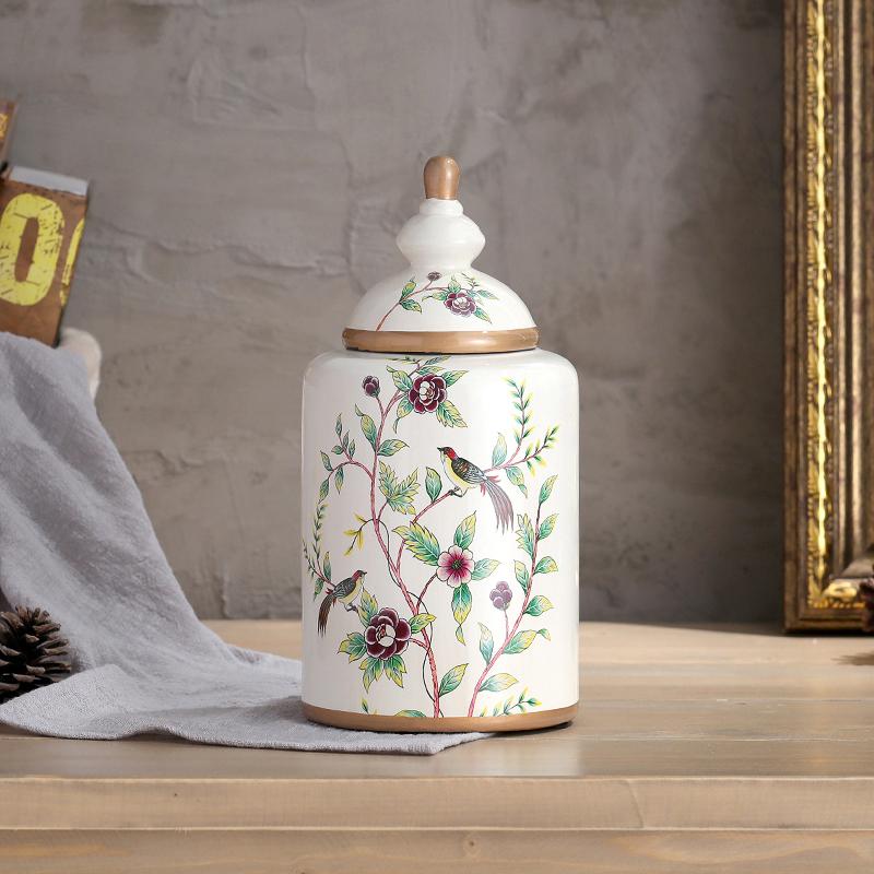 

Flowers Pattern Classical Ceramic Vase Antique Candy Jar Tea Canister Multipurpose Porcelain Storage Jars Vintage Home Decor
