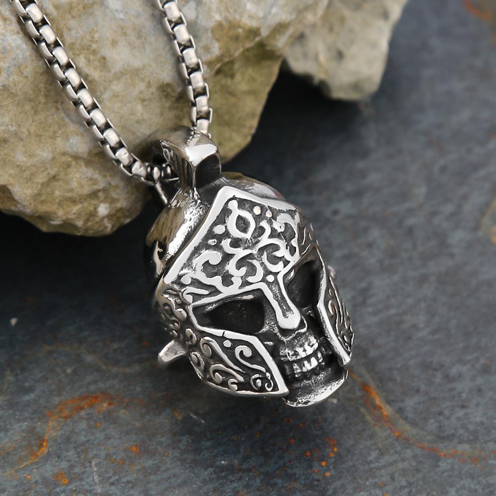 Gotische Hip Hop Totenkopf Anhänger Halsketten Für Männer Edelstahl Punk Mode Skelett Halskette Halloween Schmuck Geschenke Großhandel