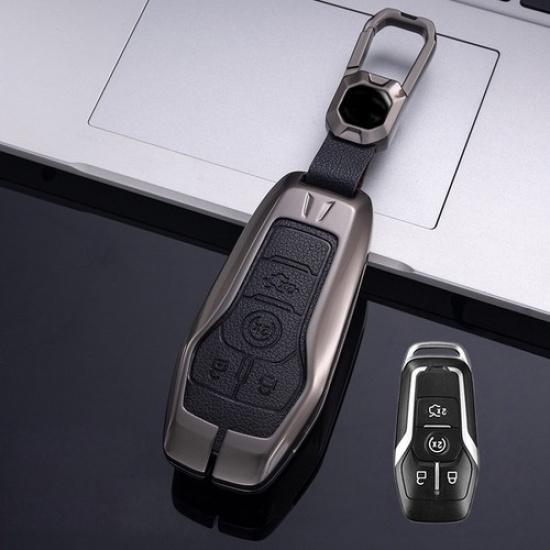 Zinc Alloy Leather Car Remote Key Fob Case Cover Holder For Lincoln MKC MKX MKZ