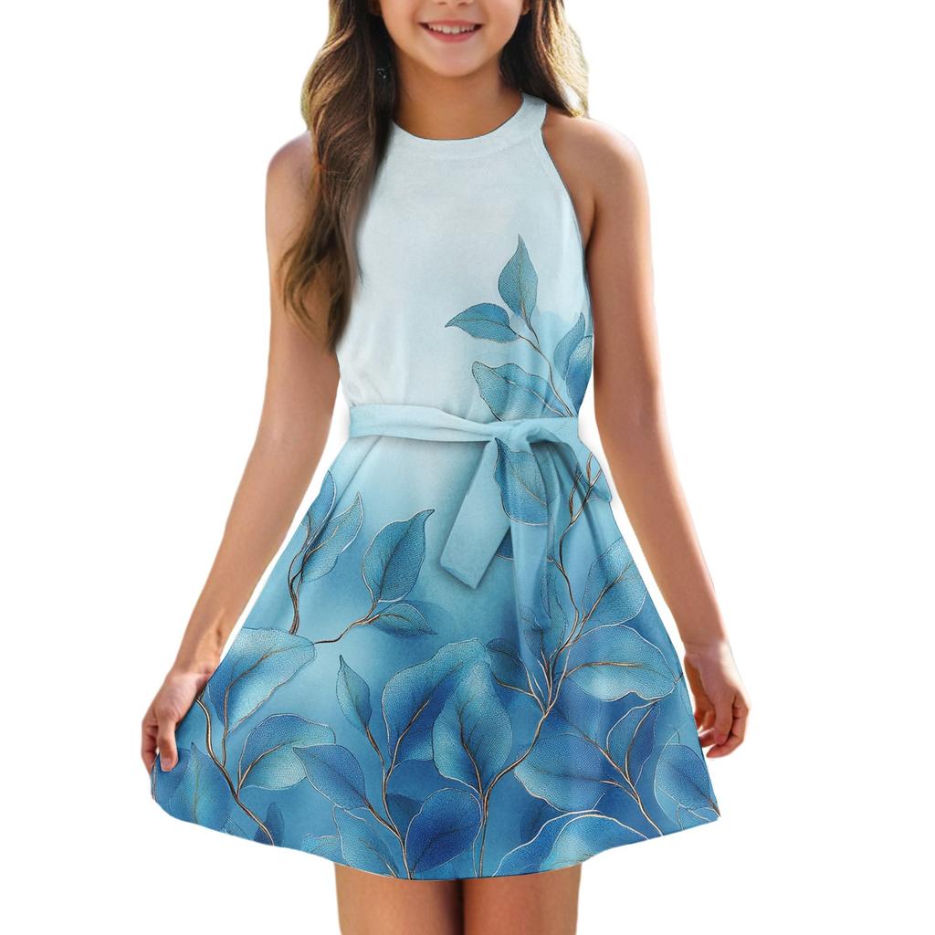 Sommerkleid für Mädchen, ärmellos, Trägerkleid, einfarbig und bedruckt, ärmelloses Kleid, Freizeitkleid