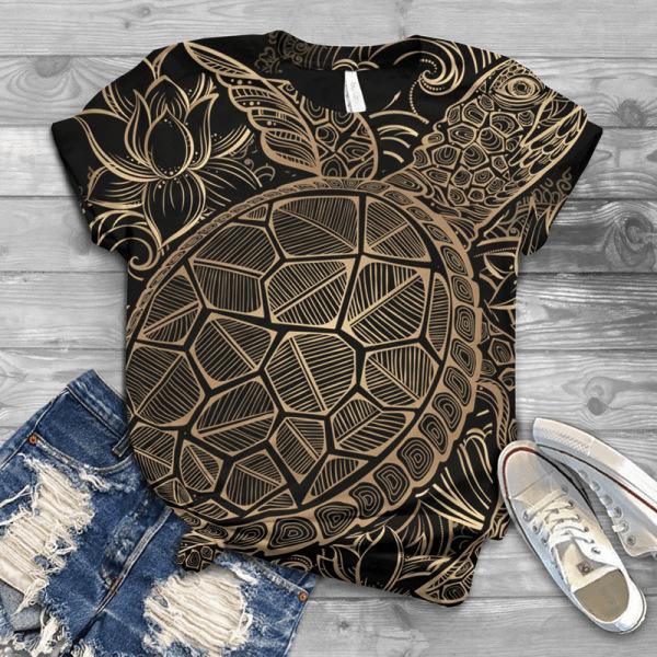 Spring Summer 3D Digital Printed T-shirt Loose Casual Round Neck Women's Wear Shirt