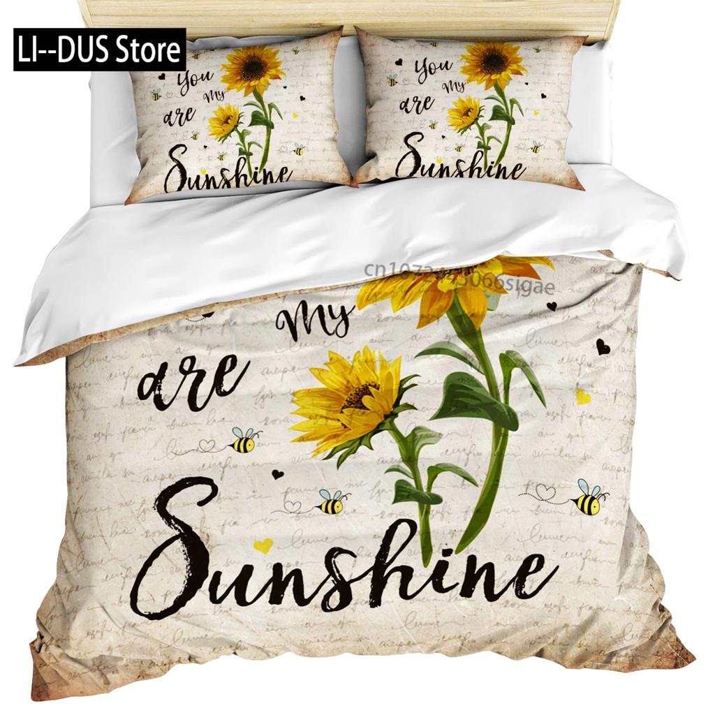Sunflower Full Size Comforter Sets 3 Piece Black Bedding Comforter Sets Premium Sunflower Decor Bedding Set for Girls and Boys