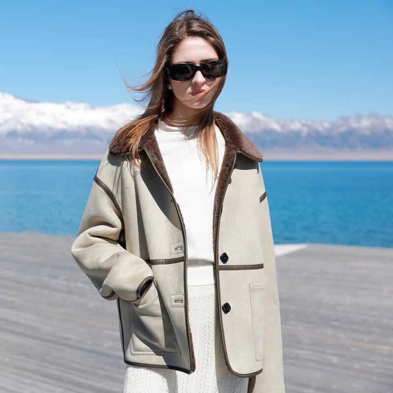 

SanCai 2025 Winter Reversible Faux Lamb Wool Plush Coat L