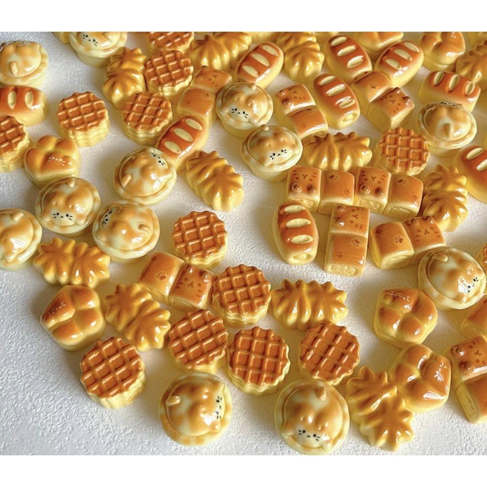 10Pcs New Cute Simulation Bread Biscuits Series Resin Scrapbooking DIY Handmade Jewelry Making Dollhouse Accessories
