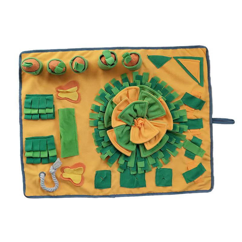 Pet Activity Pad: Energy-boosting Sniffing Mat for Dogs & Cats with Hidden Treats, Food Dispenser, and Toys