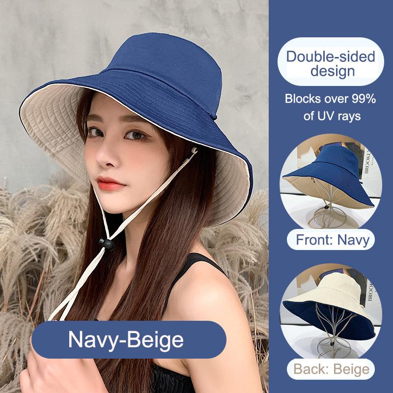 Reversible Sun Hat For Women - Wide Brim Sun Protection Bucket Hat, Spring And Summer Style