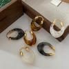 Ovaler U-förmiger Smudge Harz Ohrstecker Retro Maillard Nischen Ohrringe Mode Hochwertige Temperament Ohrringe