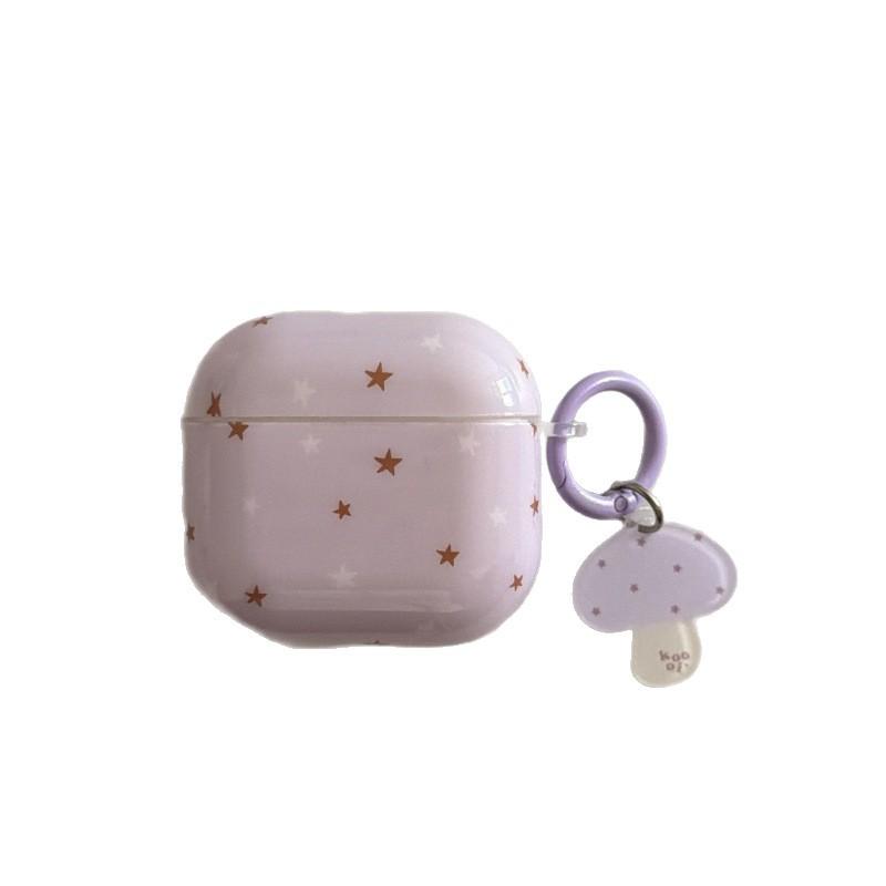 Purple Background Brown and White Star AirPods 1 Generation Earphone Case for Apple Earphones AirPods 1 Generation Pro1 Generation