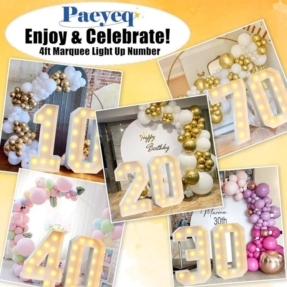 91cm LED Light Balloon 0-9 Numbers Birthday Balloon Frame Giant Birthday Figure  Anniversary Decor