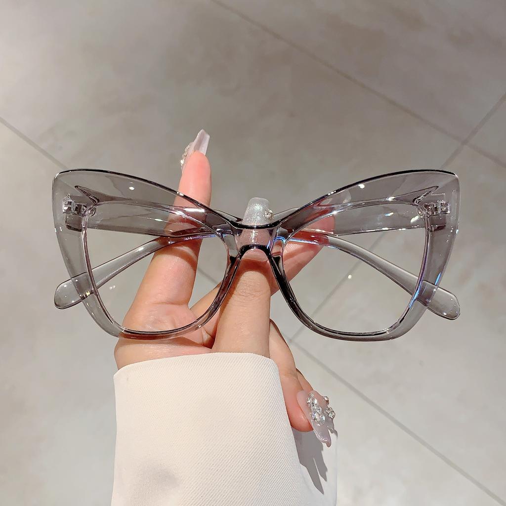 Oversized Cat Eye Glasses Women Stylish Vintage Blue Light Blocking Eyewear Butterfly Shaped Candy Color Rim Eyeglasses